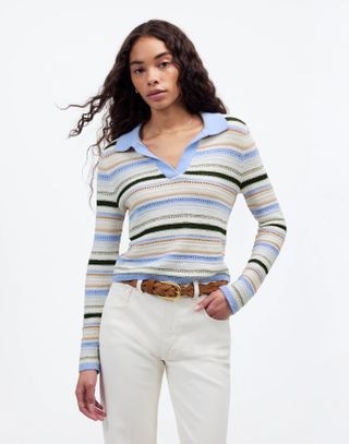 MW, Textural-Stitch Johnny Collar Sweater