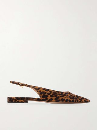 Robbie Leopard-Print Suede Slingback Flats