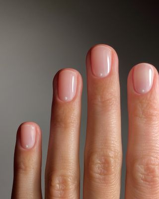 Short sheer pink squoval nails