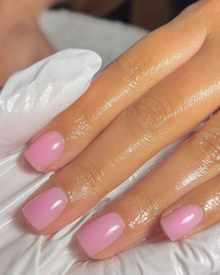 Bright milky pink squoval nails