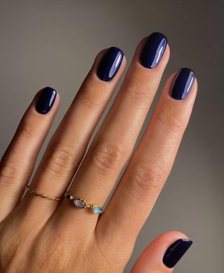 navy squoval nails