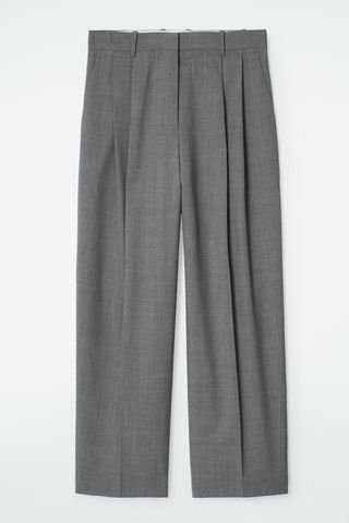 Relaxed Twill Wide-Leg Trousers