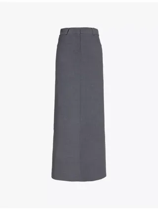 Malvo Straight-Cut Wool-Blend Maxi Skirt