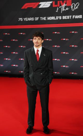 LONDON, ENGLAND - FEBRUARY 18: Charles Leclerc of Monaco and Scuderia Ferrari attends F1 75 Live at The O2 Arena on February 18, 2025 in London, England.