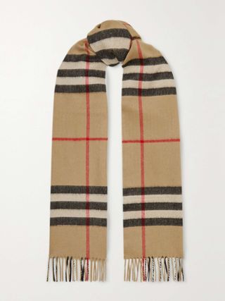 + Net Sustain Fringed Checked Cashmere Scarf