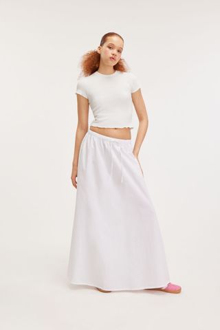 A-Line Maxi Poplin Skirt