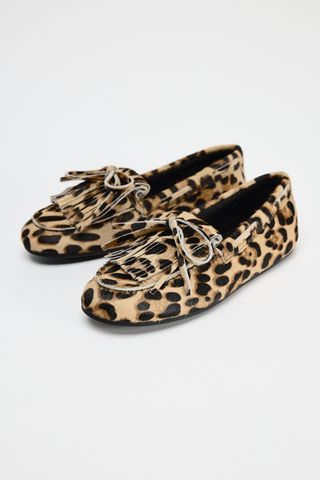 Animal Print Leather and Sheepskin Loafers