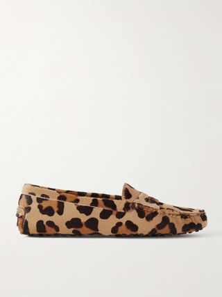 Gommino Leopard-Print Calf Hair Loafers