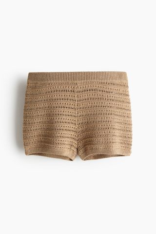 H&M x The White Lotus, Glittery Crochet-Look Shorts