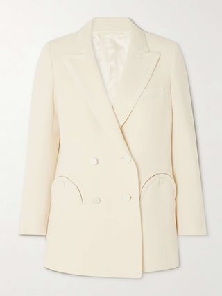 Resolute Everyday Double-Breasted Silk Twill-Trimmed Wool-Crepe Blazer