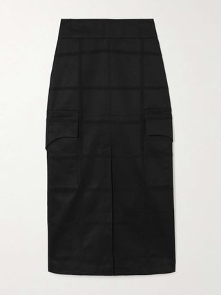 Ines Checko Checked Cotton-Jacquard Midi Skirt