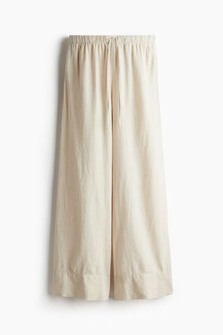 Wide Linen-Blend Trousers