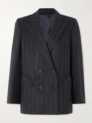 Everynight Double-Breasted Pinstriped Wool and Cashmere-Blend Blazer