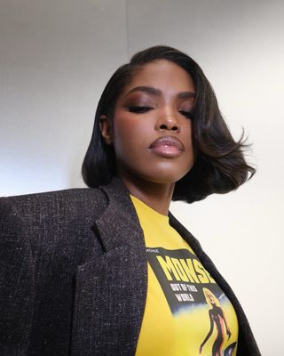 Ryan Destiny with bouncy bob haircut