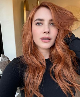 Emma Roberts with terracopper hair colour