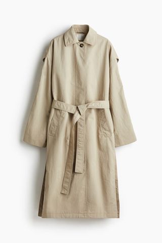 Trench Coat With Slits at Hem