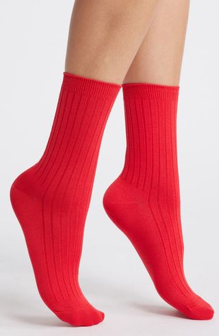 Cotton Blend Rib Crew Socks