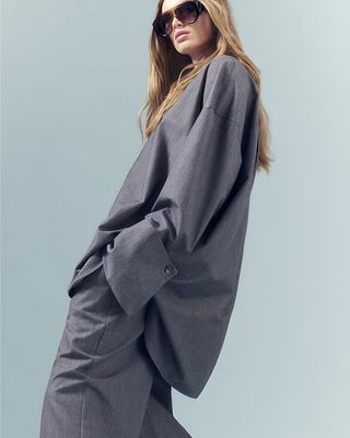 Grey Oversized Long Sleeve Shirt