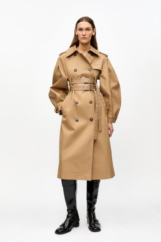 Camel Bonded Cotton Trench Coat