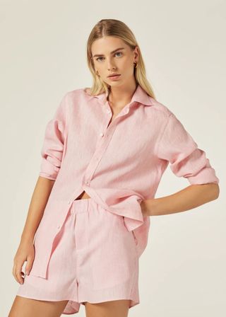 WNU The Boyfriend in Grapefruit Pink Linen