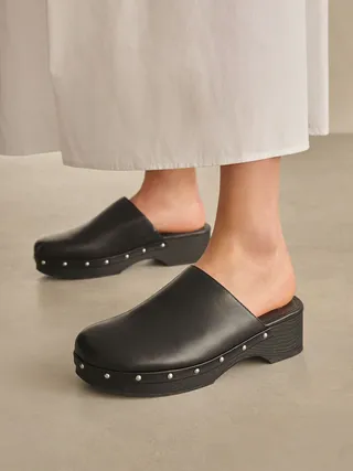 Next, Forever Comfort Stud Close Toe Clog Heels