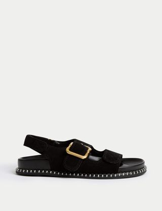 Suede Buckle Footbed Sandals