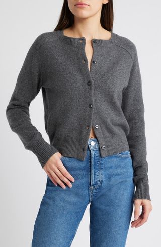 Crewneck Cotton Blend Cardigan