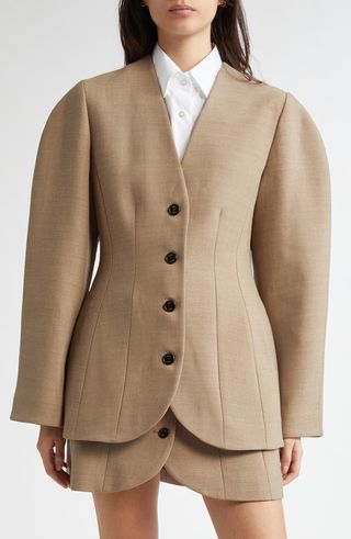 Hourglass Oversize Sleeve Wool Blend Jacket