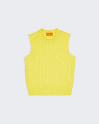 Cable Vest in Cashmere - Lemon