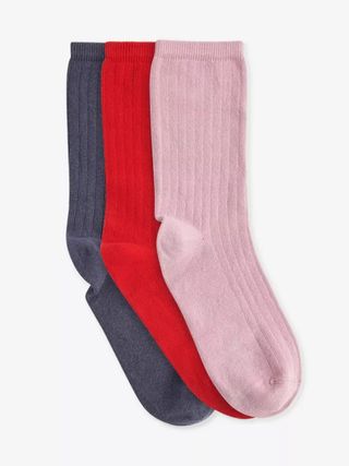 Ribbed Pack of Three Cotton-Blend Socks