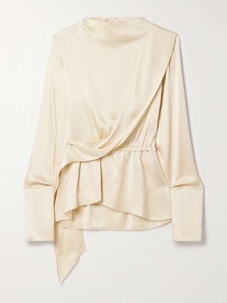 + Vanguard Terry Draped Satin Blouse