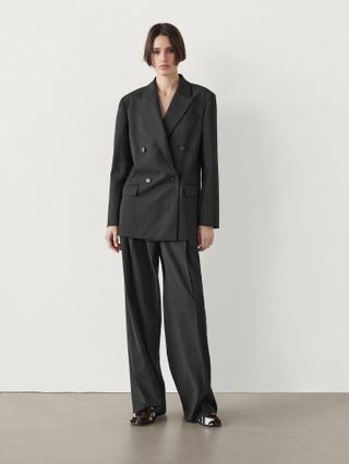 Massimo Dutti, Double-Breasted Pinstripe Blazer