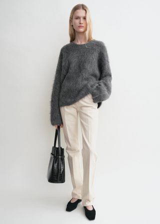 Boxy Alpaca Knit Dark Grey Melange