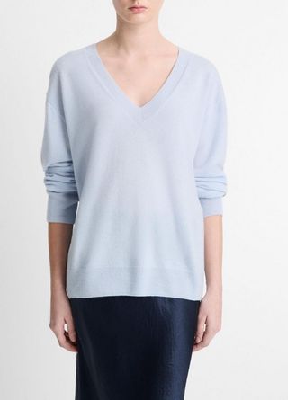 Cashmere-Silk Deep V-Neck Sweater