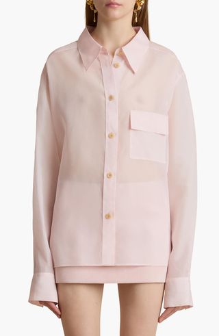 Yatty Silk Organza Button-Up Shirt