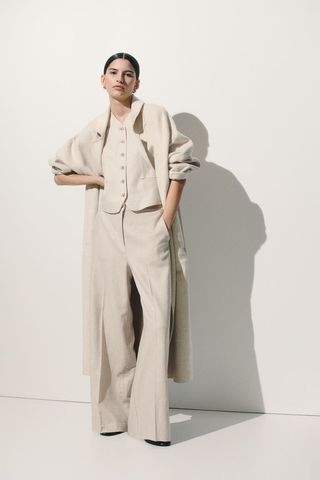 Wide-Leg Linen-Blend Pants