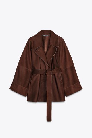 Oversized Suede Short Trench Coat