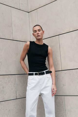 Sleeveless Ribbed T-Shirt