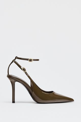 Faux Patent Slingback Heels