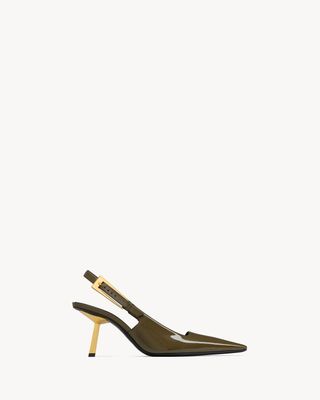 Women's Lee Slingback Pumps in Patent Leather in Kaki