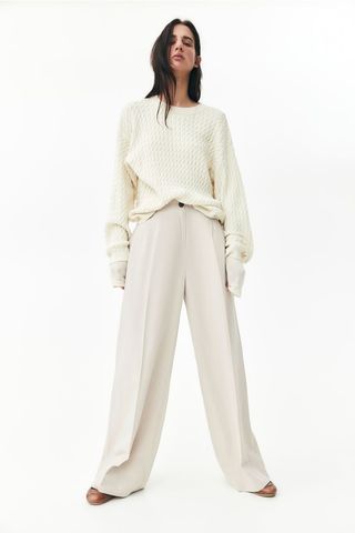 Wide Linen-Blend Trousers