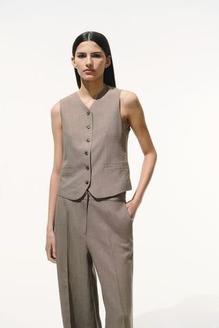 Linen-Blend Suit Waistcoat