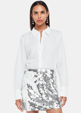 Silver Sequin Disc Mini Skirt