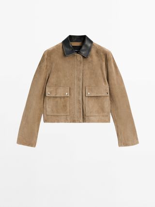 Contrast Suede Leather Jacket