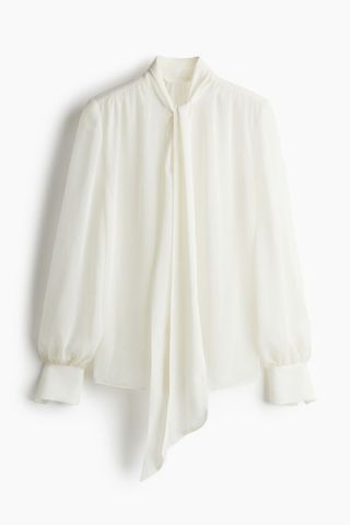 Tie-Neck Chiffon Blouse