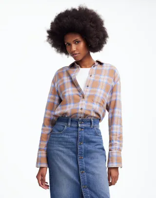 MW, Relaxed Straight-Hem Button-Up Shirt in Plaid