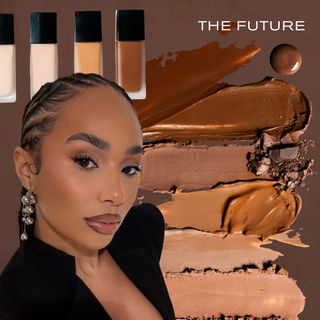 Content creator Symphani Soto juxtaposed with shade-inclusive complexion products