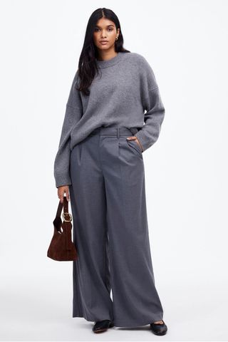 Madewell The Harlow Superwide-Leg Trouser in Brushed Twill 