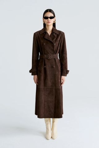 Nour Hammour Tate Everyday Suede Trench Coat 