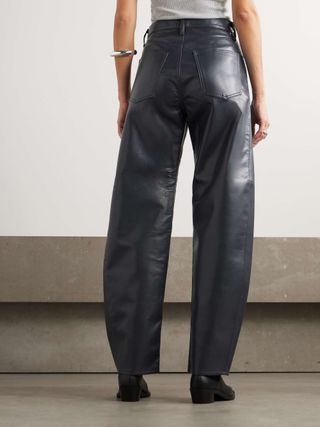 Luna Pieced Recycled Leather-Blend Barrel-Leg Pants